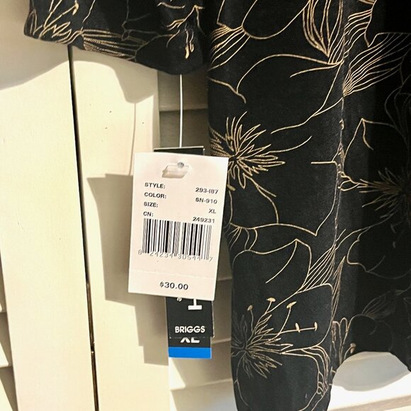 Briggs New York Tunic * Size XL * 3/4 Sleeve * Black/Gold * Stretch * New W/Tag - Picture 4 of 5